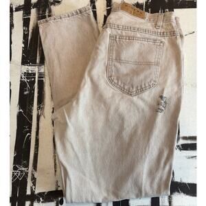 Vintage Riders by Lee Beige Denim Jeans Distressed Relaxed (32x30) Size 16 MED